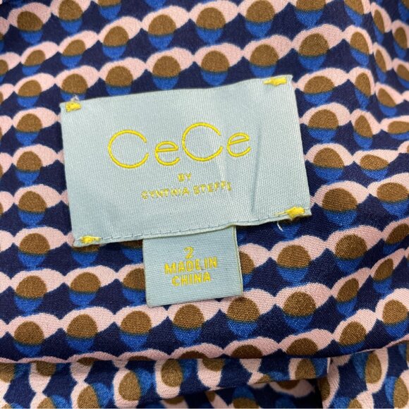 CeCe By Cynthia Steffe Womens Patterned Bow Tie Neck Dress Size 2 - Picture 6 of 8